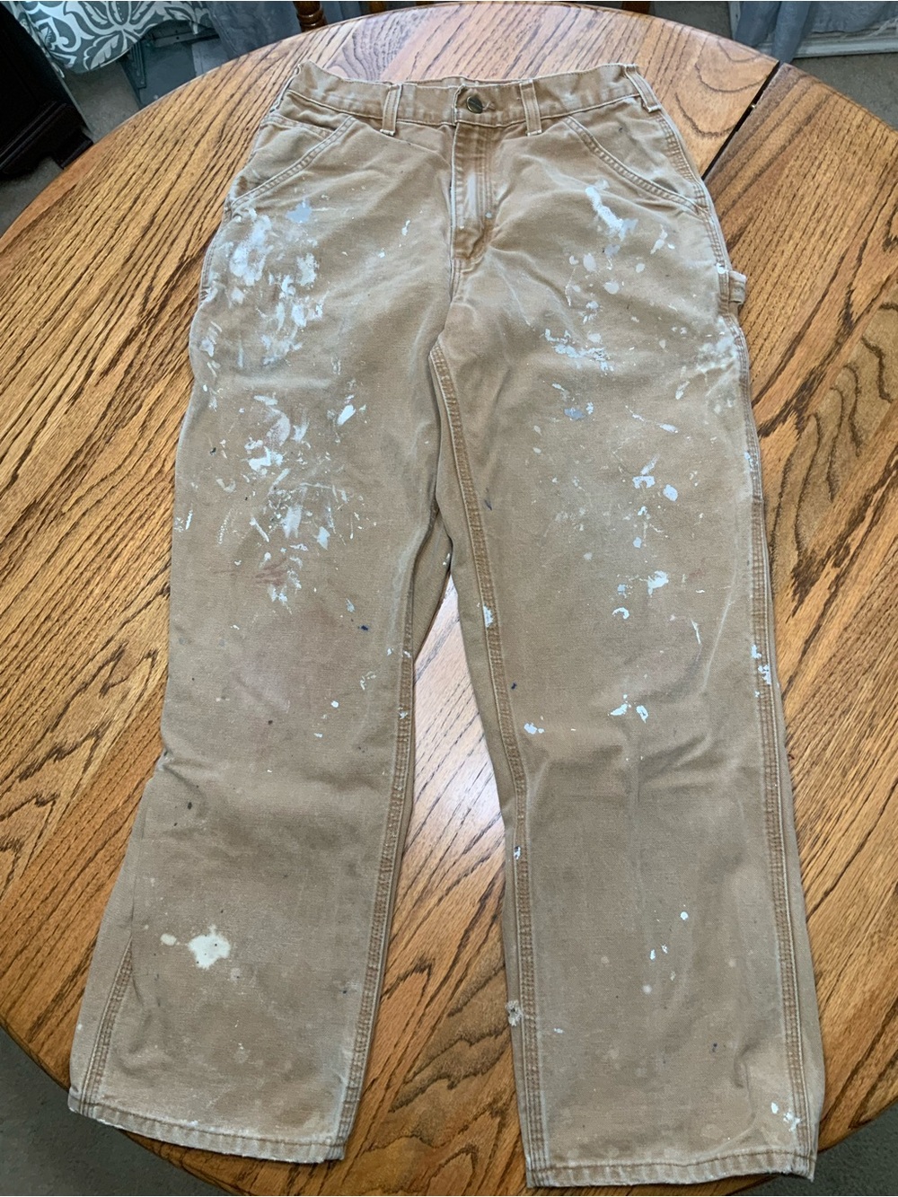 Carhartt B11 BRN Work Pants 28x30 Classic Brown Distressed Workwear Thrashed